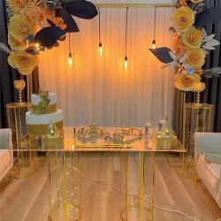 Altıgen Gold Pleksi Masa Takımı Altıgen Gold Pleksi Masa Takımı