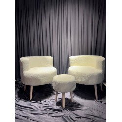 İkili Peluş Koltuk Berjer Ve Puf Takımı 