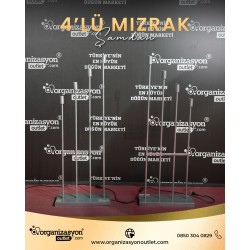 Mızrak Şamdan 4’lü Fırın Boya Gümüş | Dekoratif Organizasyon Şamdanı