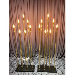 7'li Sıralı Krom Kaplama Şamdan Gold&Black Series 120cm 7'li Sıralı Krom Kaplama Şamdan Gold&Black Series 120cm