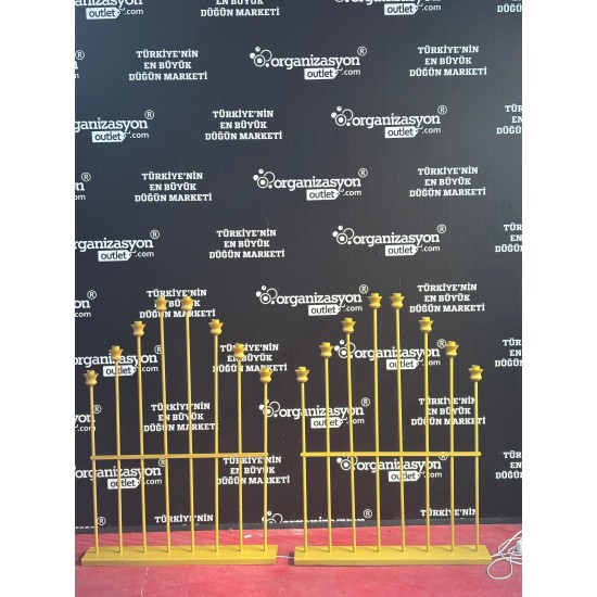 8’li Çatı Mızrak Şamdan 120 cm | Gold Dekoratif Organizasyon Malzemeleri
