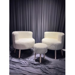 İkili Peluş Koltuk Berjer Ve Puf Takımı İkili Peluş Koltuk Berjer Ve Puf Takımı