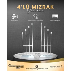 Mızrak Şamdan 4’lü Fırın Boya Gümüş | Dekoratif Organizasyon Şamdanı