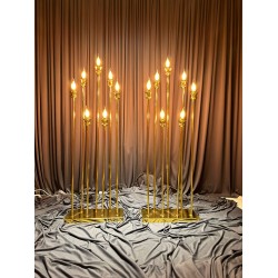 7'li Lale Kafa Krom Ultra Parlak Gold Şamdan 120 Cm 7'li Lale Kafa Krom Ultra Parlak Gold Şamdan 120 Cm