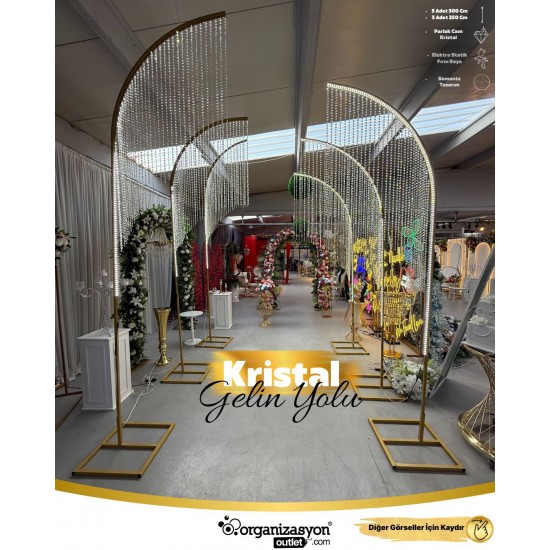 Kristal Gelin Yolu 6’lı Set – LED Işıklı, Fırın Boyalı