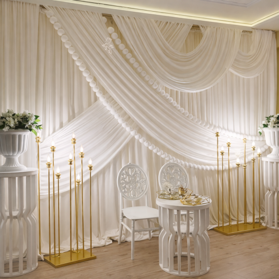 Beyaz VIP Perde Sık Pile Arka Fon 3x4 Organizasyon Perdesi Beyaz VIP sık pile arka fon perde organizasyon düğün fonu