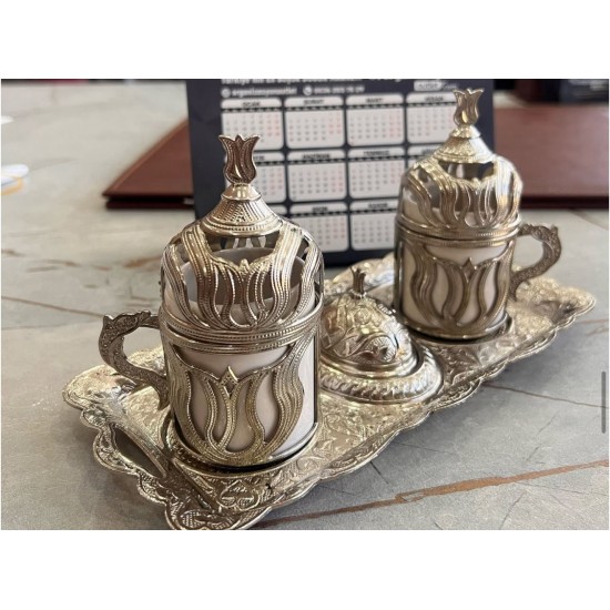 Ottoman Fincan Seti 2'li Gümüş