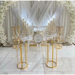 Altıgen Gold Pleksi Masa Takımı